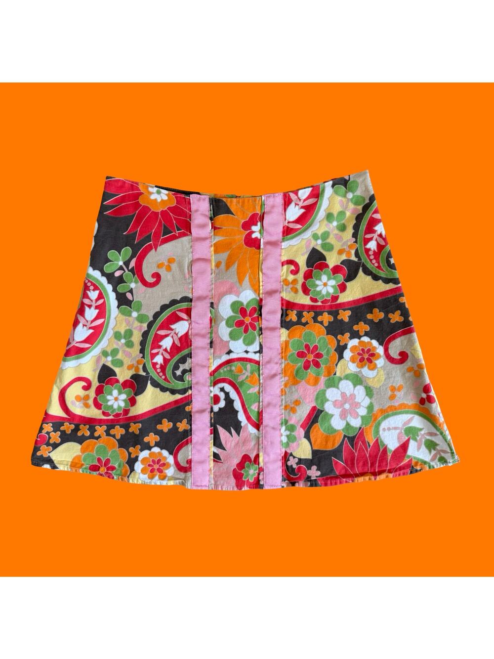 90's vintage groovy paisley mini skirt MEDIUM just in time